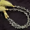 Green Amethyst Quartz 4x6mm Faceted Pear Briolette Beads | Green Amethyst Hydro Quartz Semi Precious Gemstone Pear Briolettes | 7inch Strand