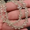 Green Amethyst Quartz 4x6mm Faceted Pear Briolette Beads | Green Amethyst Hydro Quartz Semi Precious Gemstone Pear Briolettes | 7inch Strand - Image 2