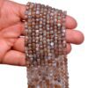 AAA+ Chocolate Moonstone 4mm-5mm Faceted Cube Briolette Beads | Natural Moonstone Semi Precious Gemstone 3D Box Loose Beads | 13inch Strand - Image 2