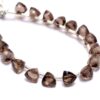 AAA+ Smoky Quartz 7mm-8mm Faceted Trillion Briolette Beads | Natural Brown Smoky Semi Precious Gemstone 3D Triangle Loose Beads | 6" Strand