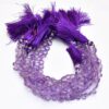 Amethyst Heart Briolette, Gemstone 5mm-8mm Faceted Briolette Beads | Natural Purple Amethyst Gemstone Briolette - AAA Quality | 8inch Strand