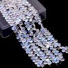AAA+ White Rainbow Moonstone 6x8mm Smooth Pear Briolette Beads | 8inch Strand | Moonstone Blue Fire Semi Precious Gemstone Loose Briolettes - Image 2