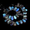 AAA+ Labradorite High Flash 7x10mm-8x14mm Smooth Pear Beads | Natural Labradorite Fire Semi Precious Gemstone Loose Briolettes | 8" Strand