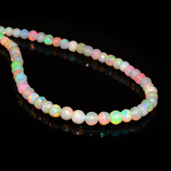AAA+ Ethiopian Welo Opal Fire 4mm-5mm Loose Round Faceted Beads | 16" Strand | Ethiopian Opal Gemstone Welo Opal Beads for Jewelry Making - Image 4