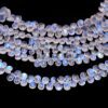 AAA+ White Rainbow Moonstone 6x8mm Smooth Pear Briolette Beads | 8inch Strand | Moonstone Blue Fire Semi Precious Gemstone Loose Briolettes