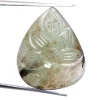 Rare Emerald Gemstone Hand Carving Cabochon | Emerald 16x19mm Pear Cabochon | Natural Precious Loose Gemstone Floral Carved Pear Cabochon
