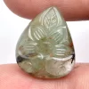 Rare Emerald Gemstone Hand Carving Cabochon | Emerald 16x19mm Pear Cabochon | Natural Precious Loose Gemstone Floral Carved Pear Cabochon - Image 2