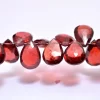 AAA Red Garnet Gemstone Pear Briolette Beads | 6inch Layout | Natural Red Garnet Semi Precious Gemstone Faceted Briolette for Jewelry Making