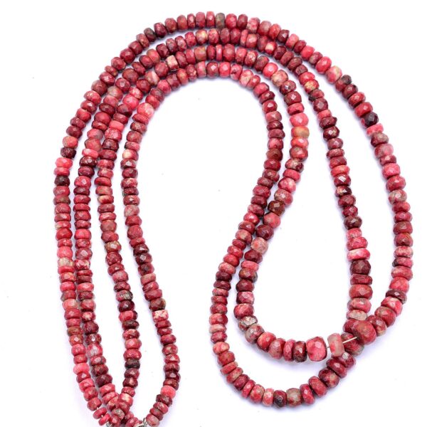 Thulite 4mm-5mm Gemstone Rondelle Faceted Beads | 17" Strand | Natural Rare AAA Pink Thulite Semi Precious Gemstone Beads for Jewelry Making - Image 3