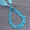 AAA+ Natural Turquoise Briolette, Gemstone 5mm-9mm Heart Faceted Beads | Natural Arizona Turquoise Semi Precious Gemstone Beads | 8" Layout - Image 2