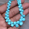 AAA+ Natural Turquoise Briolette, Gemstone 5mm-9mm Heart Faceted Beads | Natural Arizona Turquoise Semi Precious Gemstone Beads | 8" Layout - Image 3
