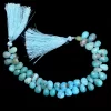 Rare Turquoise Briolette Faceted Beads | Gemstone 10mm-12mm Pear Beads 8inch Strand | Arizona Turquoise Semi Precious Gemstone Briolette