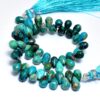 Chrysocolla Gemstone 5x8mm-6x9mm Teardrop Briolette Faceted Beads | Natural Chrysocolla Semi Precious Gemstone Drops for Jewelry | 8" Strand