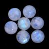 Natural Rainbow Moonstone Blue Fire Gemstone 14mm Round Cabochon | Moonstone Blue Flash Semi Precious Gemstone Loose Round Smooth Cabs Lot