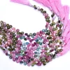 AAA+ Multi Tourmaline Gemstone 6mm Faceted Heart Briolette Beads | Tourmaline Semi Precious Gemstone Loose Beads for Jewelry | 6inch Strand - Image 2