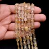 AAA+ Gold Rutilated Quartz 7x9mm Chicklet Briolette Beads | 8inch Strand | Golden Rutile Gemstone Loose Rectangle Faceted Fancy Loose Beads - Image 5