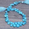 AAA+ Natural Turquoise Briolette, Gemstone 5mm-8mm Heart Faceted Beads | Turquoise Semiprecious Gemstone Beads for Jewelry Making | 8"Strand
