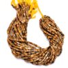 Yellow Tiger Eye Rare Cuboid Fancy Beads | Gemstone 4x8mm Beads 14" Strand | Natural Yellow Tiger Eye Semi Precious Gemstone Bricks Beads