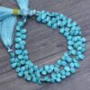 Extremely Rare Natural Turquoise Pear Faceted Beads | Gemstone 5x7mm-6x8mm Briolette 8" Strand | Turquoise Semiprecious Gemstone Loose Beads