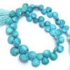 AAA+ Natural Turquoise Briolette, Gemstone 5mm-9mm Heart Faceted Beads | Natural Arizona Turquoise Semi Precious Gemstone Beads | 8" Layout