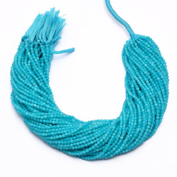Natural Amazonite Gemstone 3mm-4mm Micro Faceted Beads | 13inch Strand | AAA+ Amazonite Semi Precious Gemstone Round Beads for Jewelry