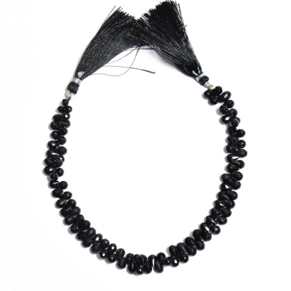 Black Onyx Faceted Teardrop Briolette | Gemstone 4x6mm Drops 8inch Strand | Natural Black Onyx Semi Precious Gemstone Briolette Beads - Image 3