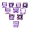 AAA+ Amethyst 7x7mm Loose Square Cut Stone | Natural Brazilian Amethyst Semiprecious Gemstone Faceted Cut Stone Lot | 5 Piece Lot - 7.35 Carats