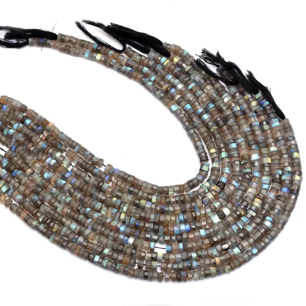 50 Strands Pack - Labradorite 5mm-6mm Heishi Faceted Rondelle | Gemstone Disc Beads 13" Strand | Labradorite Blue Flash Gemstone Coin Beads - Image 2