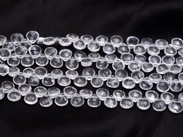 Crystal Quartz Gemstone 6mm Faceted Heart Briolette Beads | Natural AAA+ Clear Crystal Semi Precious Gemstone Beads for Jewelry | 5" Strand - Image 2