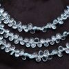 AAA+ Aquamarine Quartz 6x4mm Pear Briolette Beads | Aquamarine Color Hydro Quartz Semi Precious Gemstone Briolette Faceted Beads | 7" Strand - Image 2