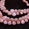 AAA Pink Opal Heart Briolette, Gemstone 7mm-9mm Faceted Beads | 8inch Strand | Rare Pink Opal Natural Semi Precious Gemstone Briolette Beads