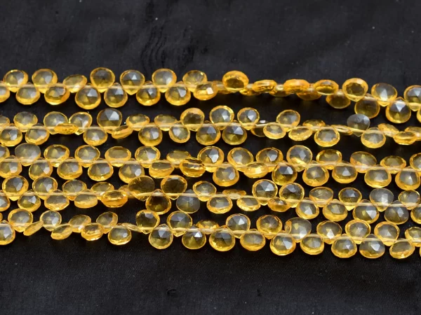 AAA+ Citrine Quartz 5mm-6mm Faceted Heart Briolette Beads | 7" Strand | Citrine Hydro Quartz Semi Precious Gemstone Loose Beads for Jewelry - Image 2
