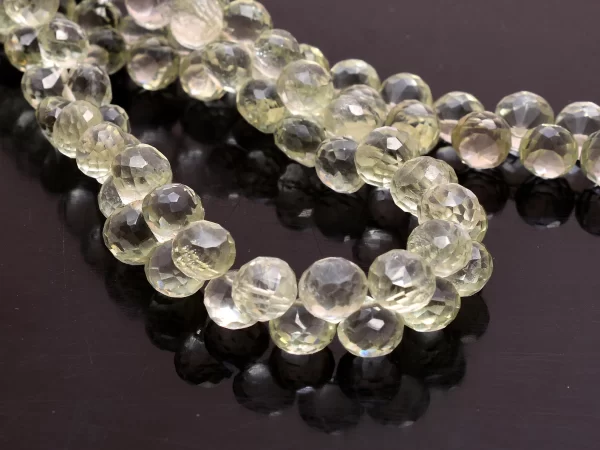 AAA+ Green Amethyst 6mm-7mm Faceted Onion Briolette Beads | Natural Green Amethyst Semi Precious Gemstone Briolette Beads | 7inch Strand - Image 2