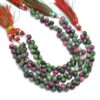 AAA+ Ruby Zoisite Onion Briolette, Gemstone 6mm-7mm Loose Beads | Natural Ruby Zoisite Semi Precious Gemstone Faceted Beads | 7inch Strand - Image 2