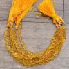 AAA+ Citrine Quartz 5mm-6mm Faceted Heart Briolette Beads | 7" Strand | Citrine Hydro Quartz Semi Precious Gemstone Loose Beads for Jewelry