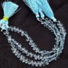 AAA+ Aquamarine Quartz 6x4mm Pear Briolette Beads | Aquamarine Color Hydro Quartz Semi Precious Gemstone Briolette Faceted Beads | 7" Strand