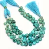 Turquoise Gemstone Faceted Beads, Natural Turquoise 8mm-11mm Heart Briolette | Arizona Turquoise Semi Precious Gemstone Beads | 8inch Strand - Image 2