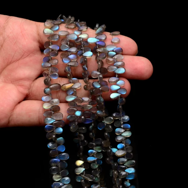 AAA+ Labradorite Gemstone 6x4mm-7x5mm Smooth Pear Briolette | Natural High Fire Labradorite Semi Precious Gemstone Loose Beads | 8" Strand - Image 5
