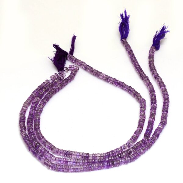 Amethyst Heishi Beads | 5mm-6mm Tyre Rondelle 16inch Strand | Natural Purple Amethyst Semi Precious Gemstone Coin Smooth Beads for Jewelry - Image 2