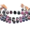 Multi Sapphire Faceted Teardrop Briolettes | 10x13mm Beads 8inch Strand - 200 Carats | Natural Sapphire Precious Gemstone Drops Faceted Beads