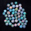 AAA+ Ethiopian Opal Fire 5mm Round Cabochon | Natural Ethiopian Welo Opal Multi Fire Loose Gemstone Flat Back Cabs | Welo Opal Gemstone Lot