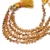 AAA+ Beer Whisky Quartz 6x4mm Pear Briolette Beads | Beer Color Hydro Quartz Semi Precious Gemstone Briolette Faceted Beads | 7inch Strand