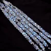 AAA+ White Rainbow Moonstone Heart Briolette | 8inch Strand 6mm Faceted Beads | Natural Blue Fire Moonstone Semi Precious Gemstone Briolette