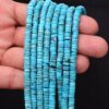Natural Turquoise Gemstone 5mm-6mm Heishi Smooth Spacer Beads | 8inch Strand | Arizona Blue Turquoise Semi Precious Gemstone Tyre Rondelles - Image 3