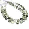 Green Rutilated Quartz 8mm Heart, AAA+ Gemstone Faceted Briolette Beads, Natural Green Rutile Semi Precious Gemstone Beads | 8inch Strand