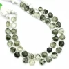Green Rutilated Quartz 8mm Heart, AAA+ Gemstone Faceted Briolette Beads, Natural Green Rutile Semi Precious Gemstone Beads | 8inch Strand - Image 2
