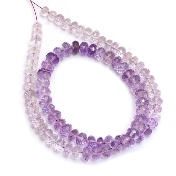 AAA+ Amethyst Gemstone 5mm-7mm Faceted Rondelle Beads | 14inch Strand | Natural Multi Pink Amethyst Semi Precious Gemstone Shaded Strand