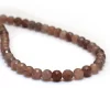Natural AAA+ Chocolate Moonstone 4mm-5mm Round Faceted Beads | 16" Strand | Brown Moonstone Semi Precious Gemstone Loose Beads for Jewelry