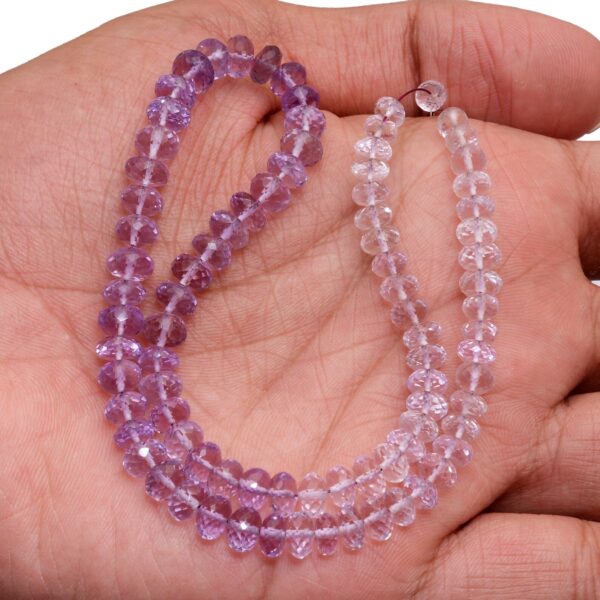 AAA+ Amethyst Gemstone 5mm-7mm Faceted Rondelle Beads | 14inch Strand | Natural Multi Pink Amethyst Semi Precious Gemstone Shaded Strand - Image 2