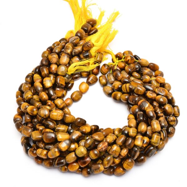 Yellow Tiger Eye Nuggets Beads | 10x13mm-12x15mm Oval Beads 13inch Strand | Natural Rare Yellow Tiger Eye Semiprecious Gemstone Tumbled Beads - Image 2